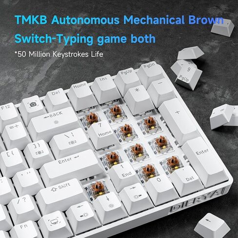 DIERYA DK98SE Gaming Keyboard,98 Keys Mechanica Keyboard with Linear Red Switches,USB-C Cable for PC Windows Gamers and Typists,White in Saudi Arabia