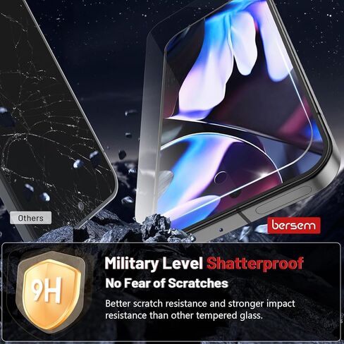 bersem 3 Pack for Google Pixel 9 / Pixel 9 Pro Screen Protector, Tempered Glass Film with Customized Installation Tray, Fingerprint Unlock, Military Grade Shatterproof, HD Clear, Scratch Resistant in Saudi Arabia