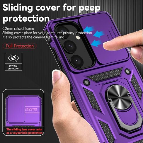 for Samsung Galaxy S25 Case,with Camera Lens Cover HD Screen Protector,[Military Grade] Ring Car Mount Kickstand Hybrid Hard PC Soft TPU Shockproof Protective Case for Galaxy S25, Teal in Kuwait