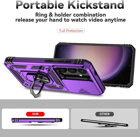 for Samsung Galaxy S25 Case,with Camera Lens Cover HD Screen Protector,[Military Grade] Ring Car Mount Kickstand Hybrid Hard PC Soft TPU Shockproof Protective Case for Galaxy S25, Teal in Kuwait