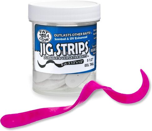 Fat Cow Fishing Jig Strips EEL Tail 5 1/2" x 1/2" - 40X Stronger Than Soft Baits - 8 Baits in Saudi Arabia