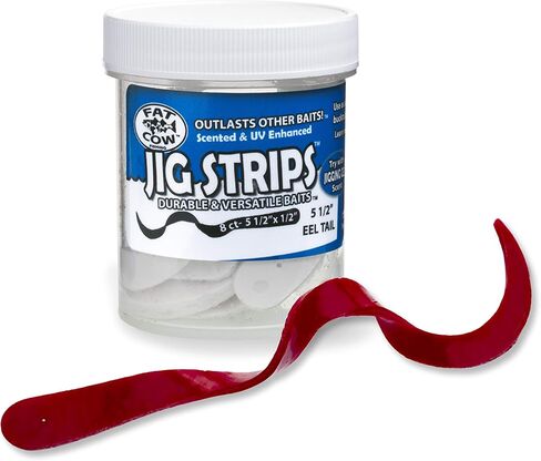 Fat Cow Fishing Jig Strips EEL Tail 5 1/2" x 1/2" - 40X Stronger Than Soft Baits - 8 Baits in Saudi Arabia