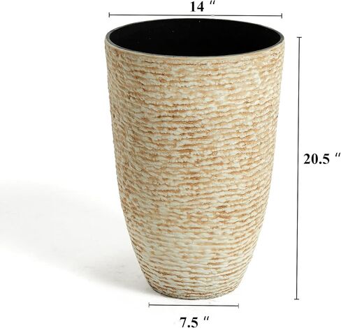 Worth Garden 2-Pack 21" H. White Tall Planters - 14'' Dia Resin Large Round Flower Pots for Outdoor Plants Trees - Imitation Stone Finish Plastic Indoor Front Porch 9 Gallon Decorative Container Patio in Saudi Arabia
