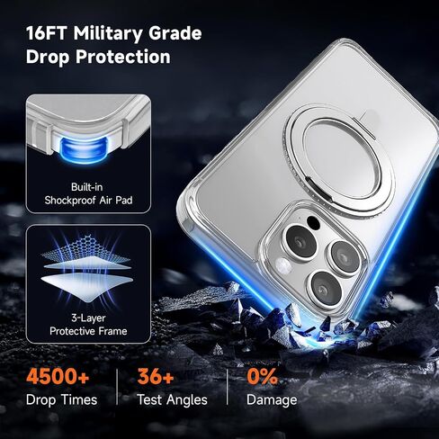 Magnetic for iPhone 16 Pro Max Case Compatible with MagSafe and Tempered Glass Screen Protector 15FT Military Dropproof for Apple 16Promax Black Set in Saudi Arabia