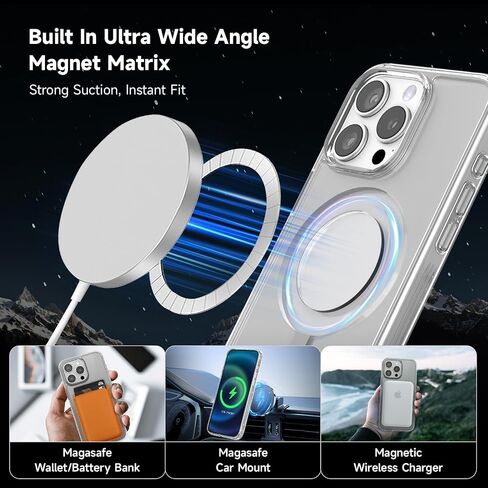 Magnetic for iPhone 16 Pro Max Case Compatible with MagSafe and Tempered Glass Screen Protector 15FT Military Dropproof for Apple 16Promax Black Set in Saudi Arabia