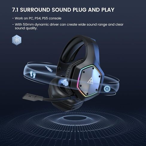 2.4GHz Wireless Gaming Headset for PC, PS4, PS5, Gaming Headphones with Noise Cancelling Microphone, 7.1 Surround Sound, 36-Hr Battery Gamer Headset for Computer, Laptop, 3.5mm Wired for Xbox Serie in Saudi Arabia