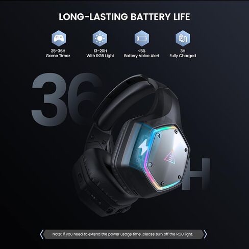 2.4GHz Wireless Gaming Headset for PC, PS4, PS5, Gaming Headphones with Noise Cancelling Microphone, 7.1 Surround Sound, 36-Hr Battery Gamer Headset for Computer, Laptop, 3.5mm Wired for Xbox Serie in Saudi Arabia