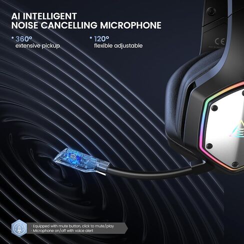 2.4GHz Wireless Gaming Headset for PC, PS4, PS5, Gaming Headphones with Noise Cancelling Microphone, 7.1 Surround Sound, 36-Hr Battery Gamer Headset for Computer, Laptop, 3.5mm Wired for Xbox Serie in Saudi Arabia