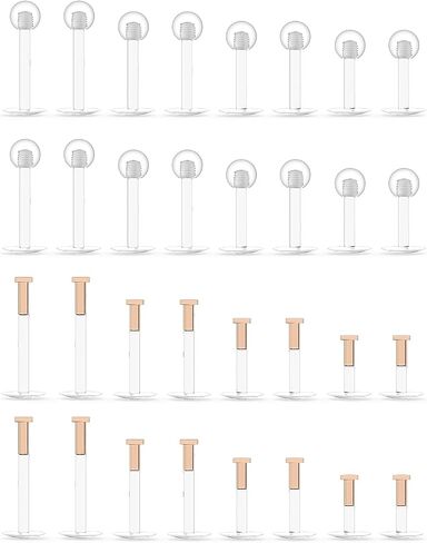 Ocptiy Clear Plastic Earring Stud Retainer Set Acrylic Silicone Invisible Earrings Post 20G Bioflex Flat Ear Tragus Cartilage Helix Earring Pin Ring Spacers Piercing Jewelry Men Women Work Sport in Kuwait