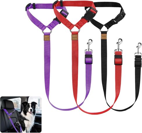 3 Pack Dog Seat Belt for Car, Car Headrest Restraint Adjustable Nylon Fabric, Dog Restraints Vehicle Seatbelts Harness in Saudi Arabia