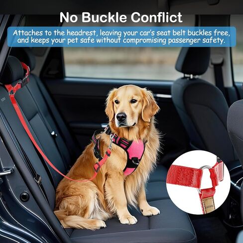 3 Pack Dog Seat Belt for Car, Car Headrest Restraint Adjustable Nylon Fabric, Dog Restraints Vehicle Seatbelts Harness in Saudi Arabia