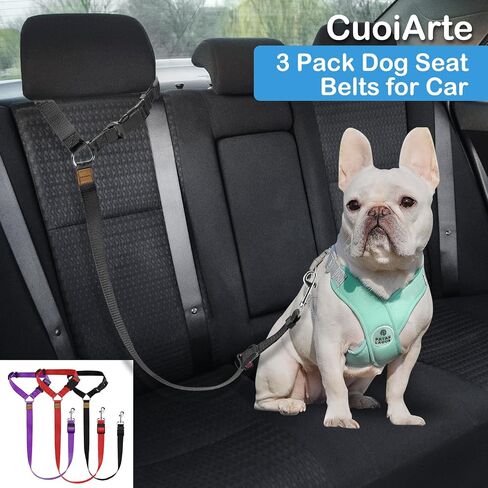 3 Pack Dog Seat Belt for Car, Car Headrest Restraint Adjustable Nylon Fabric, Dog Restraints Vehicle Seatbelts Harness in Saudi Arabia