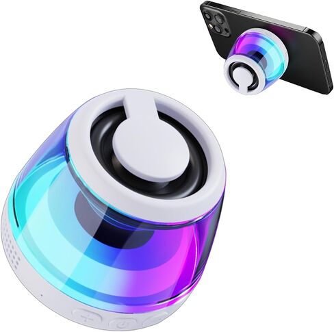 Magnetic Bluetooth Speaker, Wireless Speaker with RGB Light Show, Portable Speaker for MagSafe Phone Stand, Phone Stand for iPhone 16/15/14/13/12 Series/Samsung/Google (Black) (Black) in Saudi Arabia