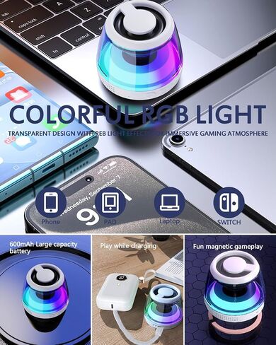 Magnetic Bluetooth Speaker, Wireless Speaker with RGB Light Show, Portable Speaker for MagSafe Phone Stand, Phone Stand for iPhone 16/15/14/13/12 Series/Samsung/Google (Black) (Black) in Saudi Arabia