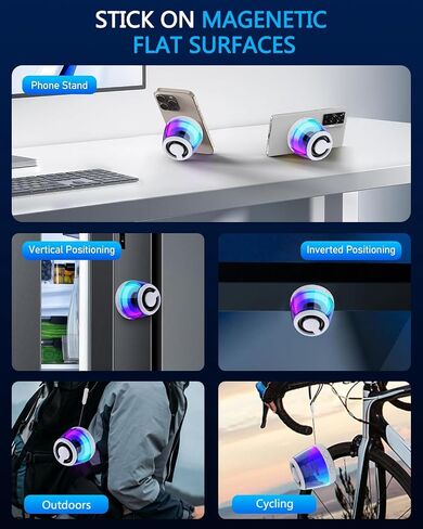 Magnetic Bluetooth Speaker, Wireless Speaker with RGB Light Show, Portable Speaker for MagSafe Phone Stand, Phone Stand for iPhone 16/15/14/13/12 Series/Samsung/Google (Black) (Black) in Saudi Arabia