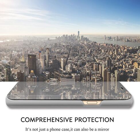 S25 Ultra Case Compatible with Samsung Galaxy S25 Ultra 5G Cell Phone Case with Kickstand, PU Leather, Clear View Mirror Flip Cover Shockproof Protective Cover for Samsung S25 Ultra, 2025 (Gold) in Saudi Arabia