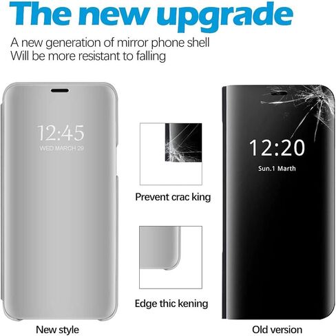 S25 Ultra Case Compatible with Samsung Galaxy S25 Ultra 5G Cell Phone Case with Kickstand, PU Leather, Clear View Mirror Flip Cover Shockproof Protective Cover for Samsung S25 Ultra, 2025 (Gold) in Saudi Arabia