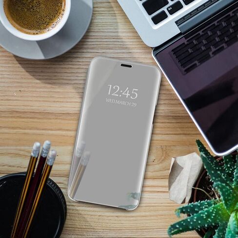 S25 Ultra Case Compatible with Samsung Galaxy S25 Ultra 5G Cell Phone Case with Kickstand, PU Leather, Clear View Mirror Flip Cover Shockproof Protective Cover for Samsung S25 Ultra, 2025 (Gold) in Saudi Arabia