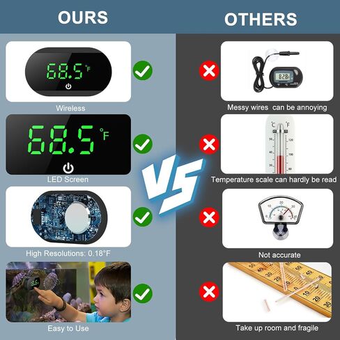 Upgraded Aquarium Thermometer Digital, Stick On Fish Tank Thermometer, ±1℉ High Accuracy, Tank Temperature Measurement with Touch Screen, Fish Tank Accessories for Fish, Axolotl in Saudi Arabia