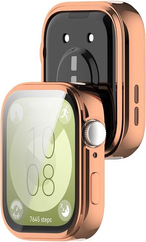Compatible for Huawei Watch Fit 3 Case, Lamshaw Soft Slim TPU All Around Protective Shell Anti-Scratch Bumper Cover Case Compatible for Huawei Watch Fit 3-1.82 inch (Black+Clear+Pink) in Saudi Arabia