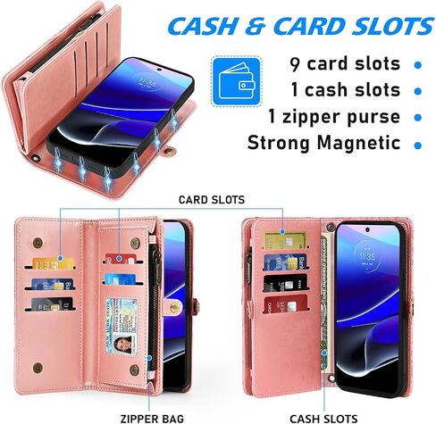 Asuwish Phone Case for Motorola Moto G Stylus 5G 2022 Zipper Wallet Detachable Cell Cover with Tempered Glass Screen Protector Strap Flower Card Holder Slot XT2215-1 XT2215-4 XT2215DL Women Girls Blue in Saudi Arabia