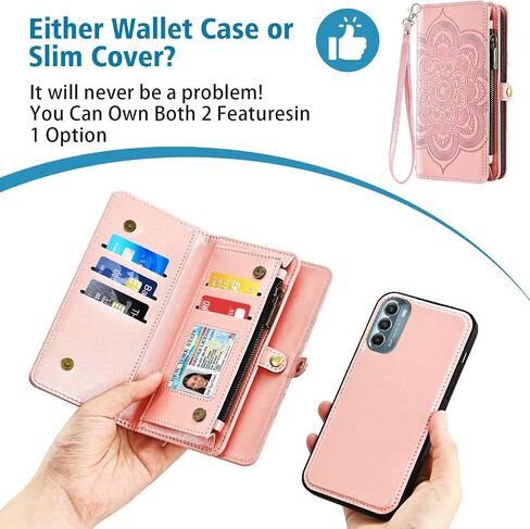 Asuwish Phone Case for Motorola Moto G Stylus 5G 2022 Zipper Wallet Detachable Cell Cover with Tempered Glass Screen Protector Strap Flower Card Holder Slot XT2215-1 XT2215-4 XT2215DL Women Girls Blue in Saudi Arabia