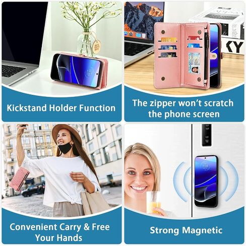 Asuwish Phone Case for Motorola Moto G Stylus 5G 2022 Zipper Wallet Detachable Cell Cover with Tempered Glass Screen Protector Strap Flower Card Holder Slot XT2215-1 XT2215-4 XT2215DL Women Girls Blue in Saudi Arabia