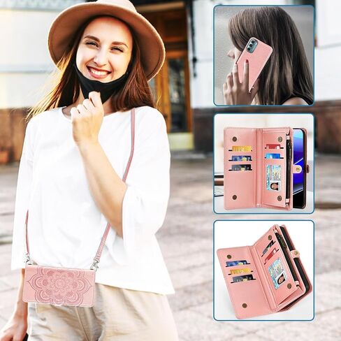 Asuwish Phone Case for Motorola Moto G Stylus 5G 2022 Zipper Wallet Detachable Cell Cover with Tempered Glass Screen Protector Strap Flower Card Holder Slot XT2215-1 XT2215-4 XT2215DL Women Girls Blue in Saudi Arabia