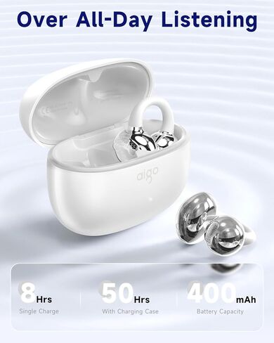 aigo CA05 Open Ear Earbuds Clip on Wireless Bluetooth 5.4 Headphones with Mic for iPhone,Android,Laptop,Enc Noise Reduction,50H Play,Waterproof Comfortable Wireless Earbuds Fit Sports Workout,Purple in Kuwait