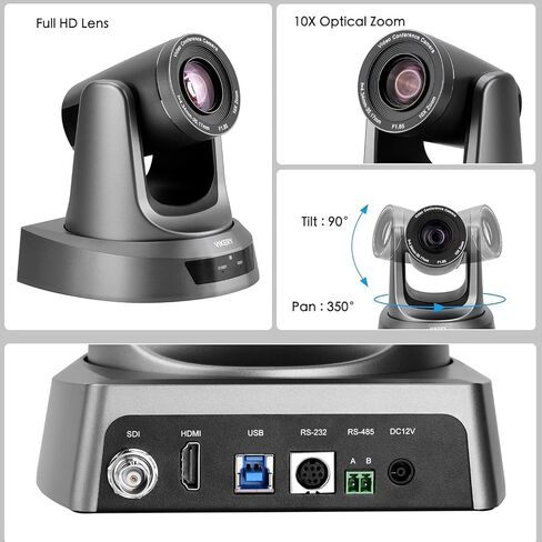 كاميرا غرفة مؤتمرات 10x مع إخراج 3G-SDI/HDMI/USB ، 1080p PTZ كاميرا البث المباشر للكنيسة ، التعليم ، PTZ Conference Webcam مرفق عن بُعد مع Zoom ، Skype ، OBS in Saudi Arabia