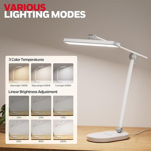 Honeywell Desk Lamp for Home Office - H9 Sunturalux™ Executive LED Desk Light with Auto-sensing,1000lm 3 Color Stepless Brightness Adjustment Eye-caring Table Lamp,Computer Reading Lamp for Study,Work in Saudi Arabia