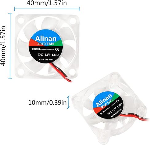 Alinan 6pcs 4010 12V Sleeve Bearing Brushless Cooling Fan 40 * 40 * 10MM with 2PIN Terninal 3D Printer Cooling Fan Computer Fan in Saudi Arabia