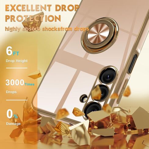 Compatible with Samsung Galaxy A16 5G Case with Screen Protector+Metal Rotatable Kickstand+Lanyard,Soft Anti-Scratch Microfiber Lining,Plating Rose Gold Edge Phone Cover,2025 Purple in Saudi Arabia