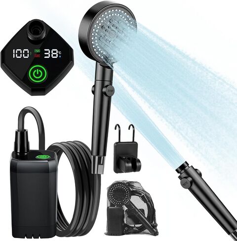 AlpsWolf Portable Shower for Camping, 6000mAh Rechargeable Camping Shower with Digital Power & Temperature Display, Portable Shower for Camping, Beach, Hiking, Outdoor Travelling, Pet Cleaning in Saudi Arabia