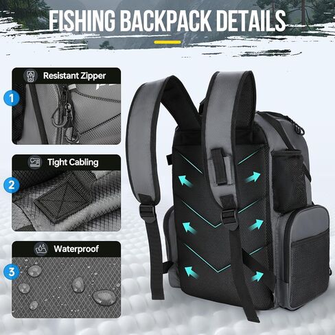 PLUSINNO Cooler Fishing Backpack with Rod Holders 45L Large Water-resistant Fishing Tackle bag Store Fishing Gear Fishing Gifts for Men Father in Saudi Arabia