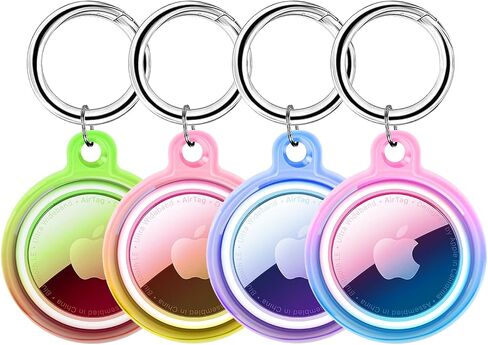 حامل Airtag مع سلسلة المفاتيح ، حافظة Airtag المقاومة للماء IPX8 ، مقاوم للصدمات ، حامل توبو ناعم للسيليكون TPU لترابط الحيوانات الأليفة ، والمفاتيح ، والأكياس ، والأمتعة (اللون الأصفر/الأرجواني الأزرق) in Saudi Arabia