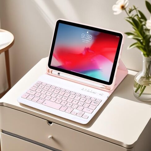 iPad Keyboard Case for iPad mini 2 3 4 5 with Detachable Keyboard and Pen Holder, Slim Smart Auto Sleep/Wake Cover Case (Pink) in Kuwait
