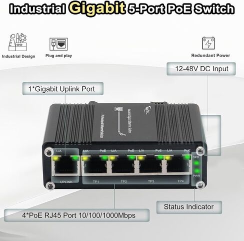 Industrial Gigabit 10-Port 802.3at PoE Switch, 20Gbps Ethernet Switch Supporting DIN-Rail, 48~57VDC Input in Saudi Arabia