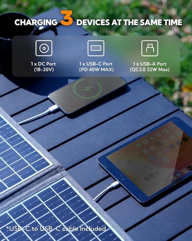 30W Foldable Solar Panel Portable Solar Charger with PD USB-C 30W USB-A 18W max Output, Backpacking Solar Panel for Camping, Ultra Compact Solar Panels for Hiking, Trip, Outdoor Activities in Saudi Arabia