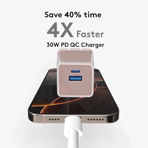 30W USB C Charger Block, GaN Nano Fast Charger, 2 Port Compact Charger with Foldable Plug for iPhone 16/16 Plus/16 Pro/16 Pro Max, 15/14/13 Series, Pixel, Galaxy, iPad/iPad Mini and More Grey Qackenm in Saudi Arabia