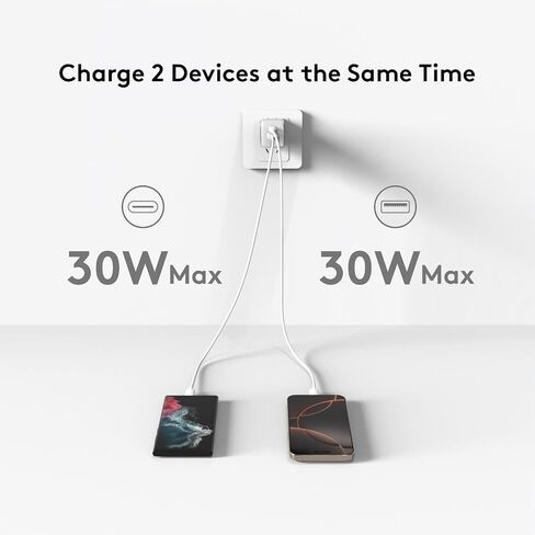 30W USB C Charger Block, GaN Nano Fast Charger, 2 Port Compact Charger with Foldable Plug for iPhone 16/16 Plus/16 Pro/16 Pro Max, 15/14/13 Series, Pixel, Galaxy, iPad/iPad Mini and More Grey Qackenm in Saudi Arabia