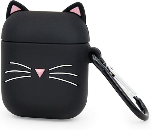 Dumkery Cute Airpods Pro Case، حافظة Black Whisker Cat Kitty Airpods Pro 2، حيوانات كرتونية ثلاثية الأبعاد مضحكة مقاومة للصدمات من السيليكون الناعم غطاء حافظة شحن مع حلقة تسلق للأطفال الفتيات والنساء والأطفال in Kuwait