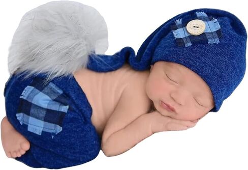 Zeroest Newborn Boy Photography Props Pants Hat Newborn Outfits for Photoshoot Infant Baby Photo Pro Posing 2 PCS in Saudi Arabia