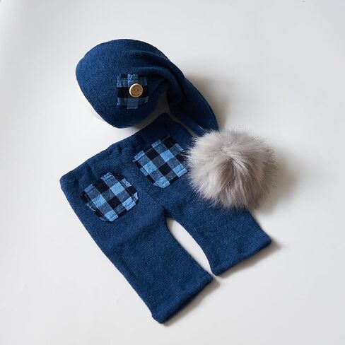 Zeroest Newborn Boy Photography Props Pants Hat Newborn Outfits for Photoshoot Infant Baby Photo Pro Posing 2 PCS in Saudi Arabia