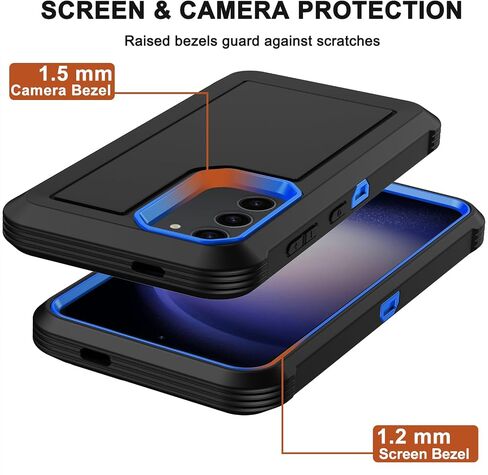 RubCase for Samsung Galaxy S23 Case with 2X Screen Protector, Dual Layer Bumper Cover with Belt Clip Holster & Kickstand, Full Body Heavy Duty Shockproof Phone Case for Galaxy S23 (Black) in Saudi Arabia