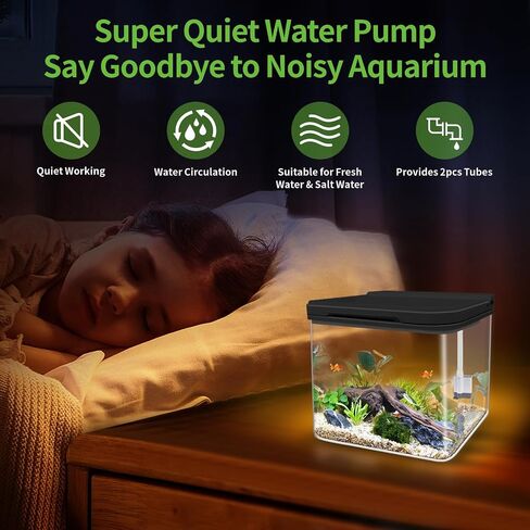 0.8 Gallon Small Fish Tank Kit, Aquarium Starter Kit with Super-Quiet Water Pump, Rain Filtration, Self Cleaning Filtration, LED Light, Easy Changing Water (White) in Saudi Arabia