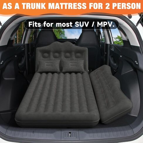 SUV Air Mattress: Inflatable Car Air Mattress for Camping, Flocking Car Bed with Air Pump & 2 Pillows, Portable Sleeping Pad Mattress for Home Car Travel Camping Orange in Saudi Arabia