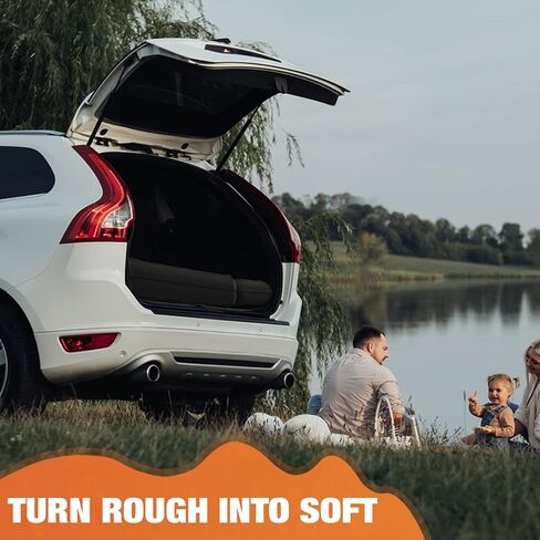 SUV Air Mattress: Inflatable Car Air Mattress for Camping, Flocking Car Bed with Air Pump & 2 Pillows, Portable Sleeping Pad Mattress for Home Car Travel Camping Orange in Saudi Arabia