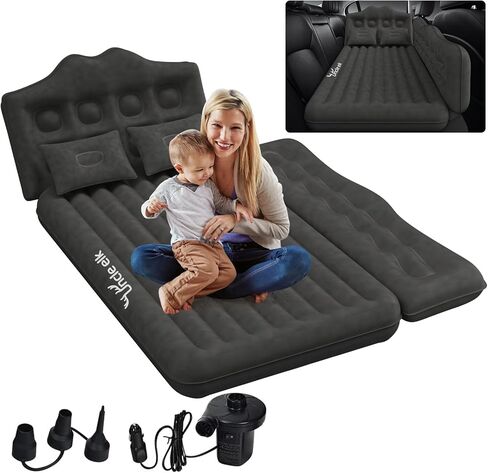 SUV Air Mattress: Inflatable Car Air Mattress for Camping, Flocking Car Bed with Air Pump & 2 Pillows, Portable Sleeping Pad Mattress for Home Car Travel Camping Orange in Saudi Arabia