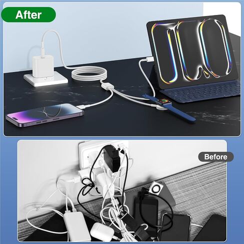 3 in 1 Apple Watch Charger,iPhone Watch Charger,iWatch Charger USB C Fast Multi Charging Cable 6FT with 20W Charger Block for iWatch Ultra 2/SE/Series 10/9/8/7/6/5/4/3,iPhone 16 15 14 Pro Max-Black in Saudi Arabia
